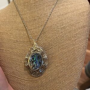 Abalone shell brooch converted to pendant Necklace Two